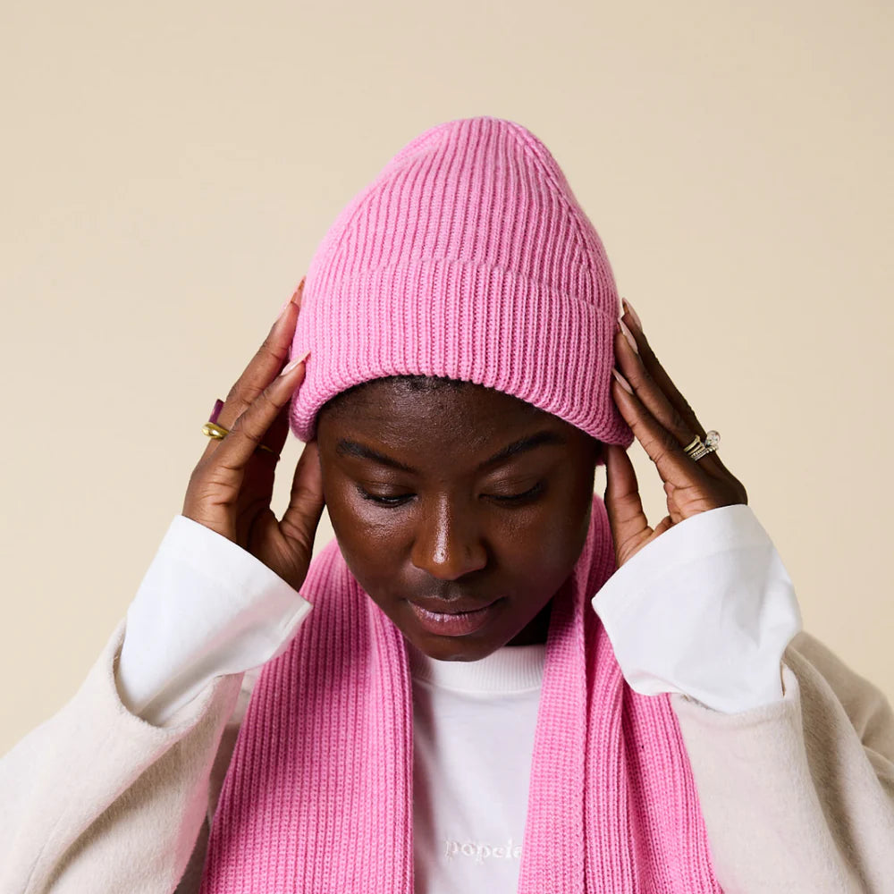 Beanie aus Merinowolle in Pink I Popeia