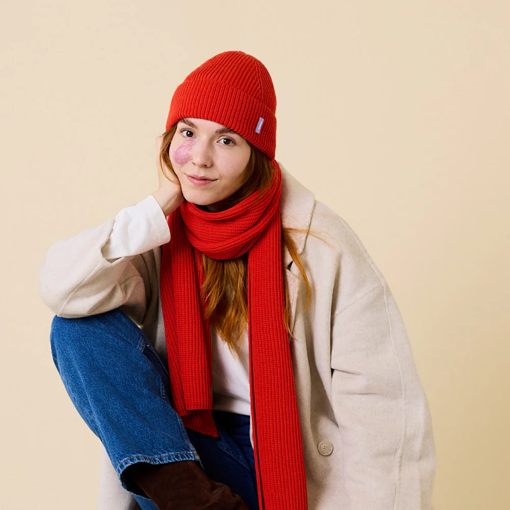 Beanie aus Merinowolle in Rot I Popeia