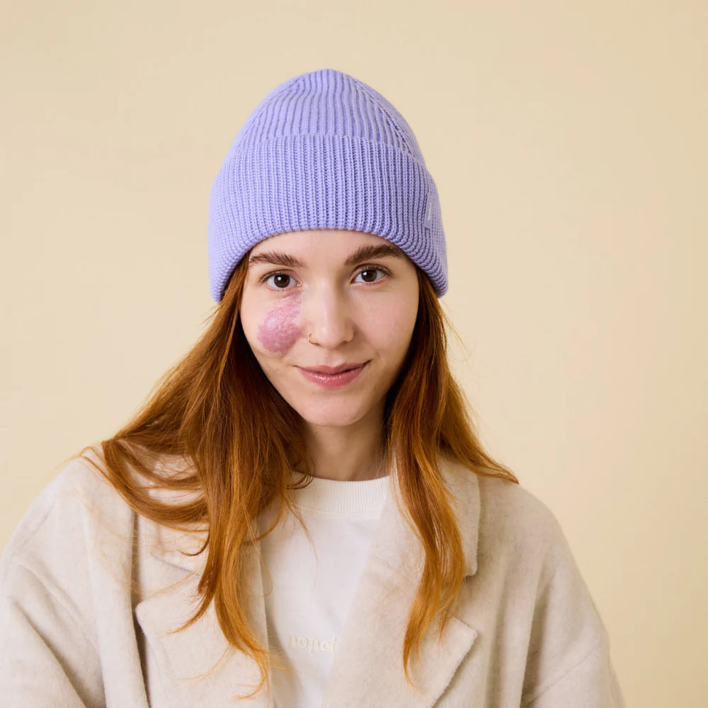 Beanie aus Merinowolle in Lila I Popeia